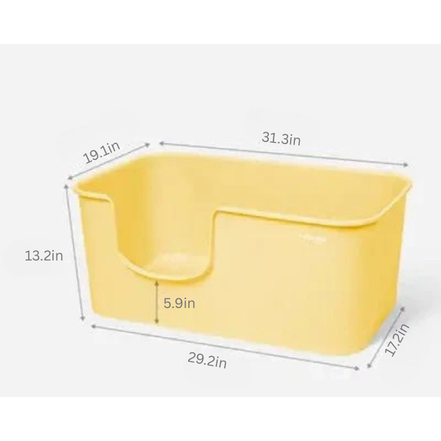 Cat Mango Open Litter Tray | 31.3 x 19.1 x 13.2 in | Spacious Large Cat Litter Box | Pawberry Road