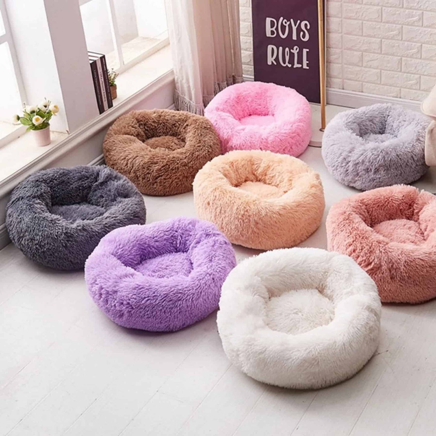 Pet Plush Round Bed | 7.87 - 47.2 in | Comfortable Dog & Cat Lounger | Pawberry Road