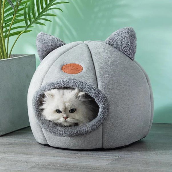 Fluffy Cat Cave Bed | 15.7 x 11.8 in | Indoor Cat Hideaway | Soft Cushion | Pawberry Road