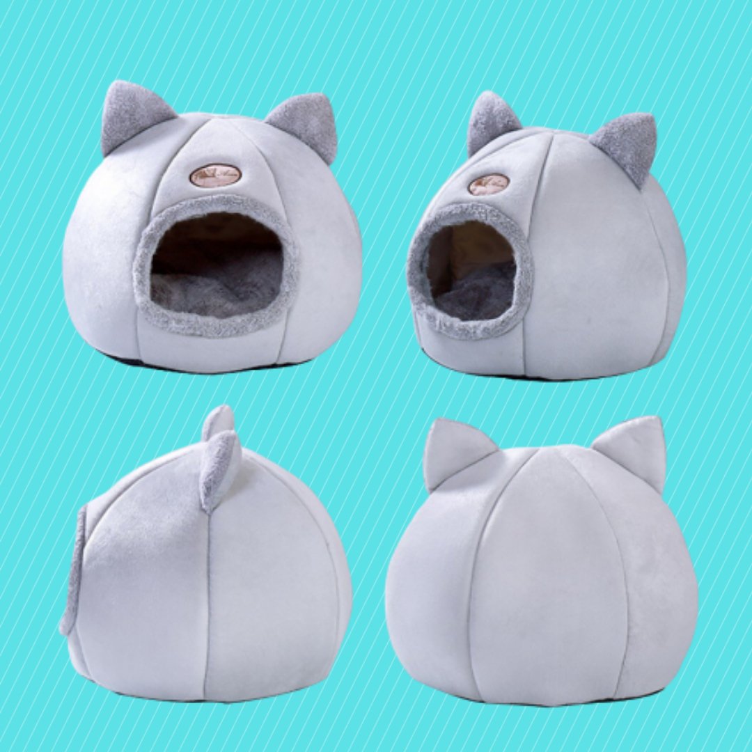 Fluffy Cat Cave Bed | 15.7 x 11.8 in | Indoor Cat Hideaway | Soft Cushion | Pawberry Road