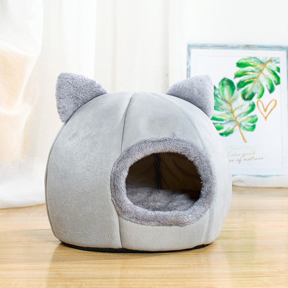 Fluffy Cat Cave Bed | 15.7 x 11.8 in | Indoor Cat Hideaway | Soft Cushion | Pawberry Road