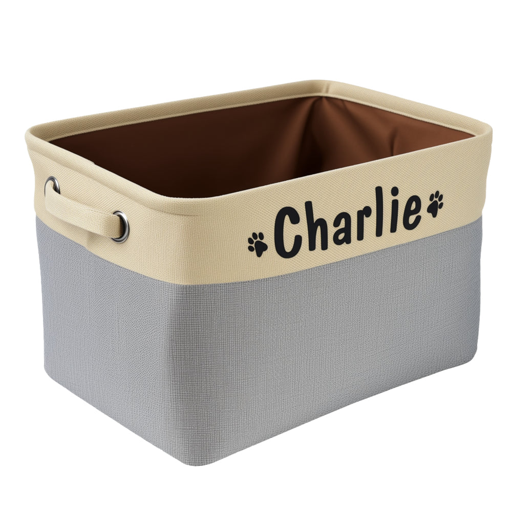 Pet Custom Toy Basket | 16.5 in × 10.6 in × 7.5 in | Foldable & Name-Personalized | Storage Organizer | Pawberry Road