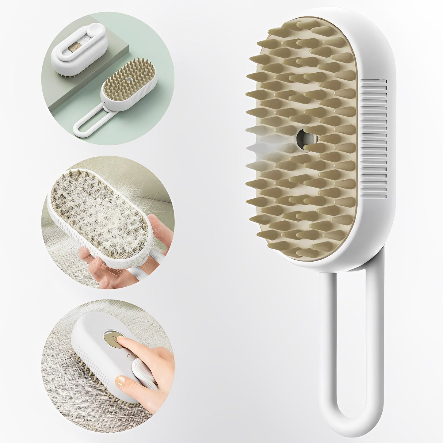 Dog 3-in-1 Steam Brush | 4.7 × 2.6 in | Groom, Deshed & Massage | Pawberry Road