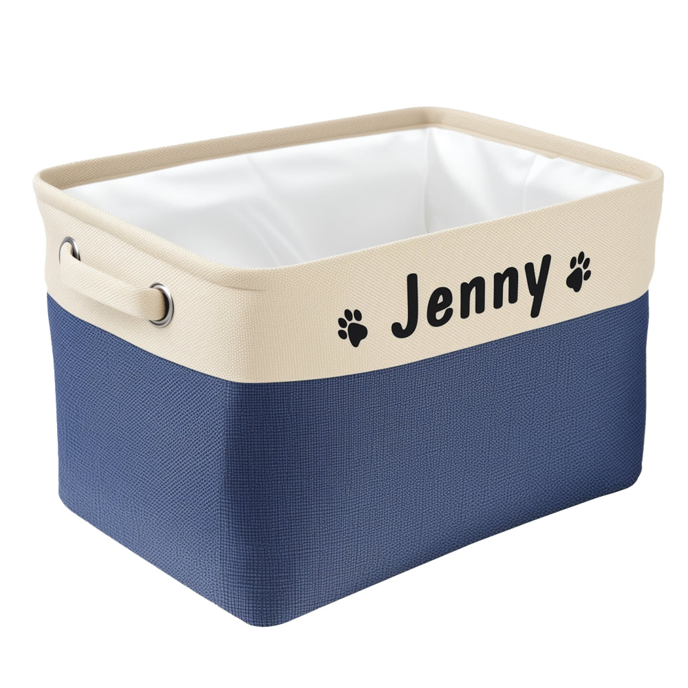 Pet Custom Toy Basket | 16.5 in × 10.6 in × 7.5 in | Foldable & Name-Personalized | Storage Organizer | Pawberry Road