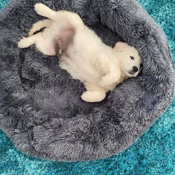 Pet Plush Round Bed | 7.87 - 47.2 in | Comfortable Dog & Cat Lounger | Pawberry Road