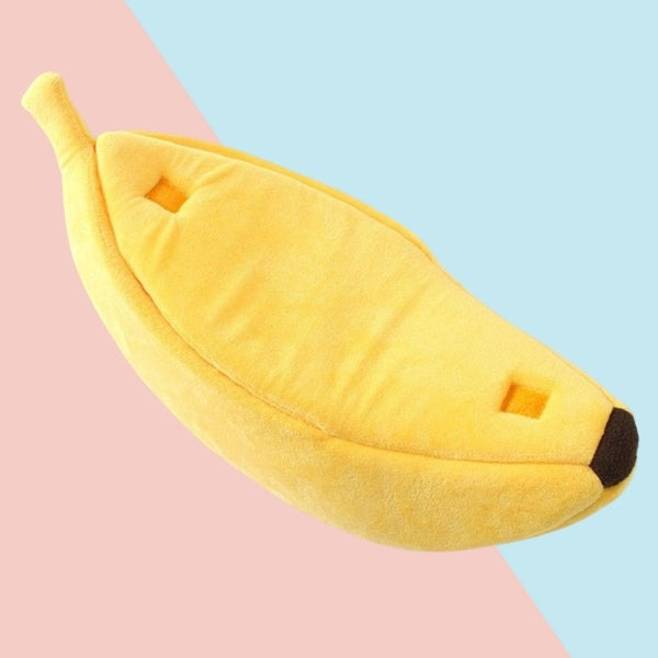 Banana Cat Bed | 15.7 - 34.6 in | Plush Hideaway | Cozy Comfort | Peelable Design | Pawberry Road