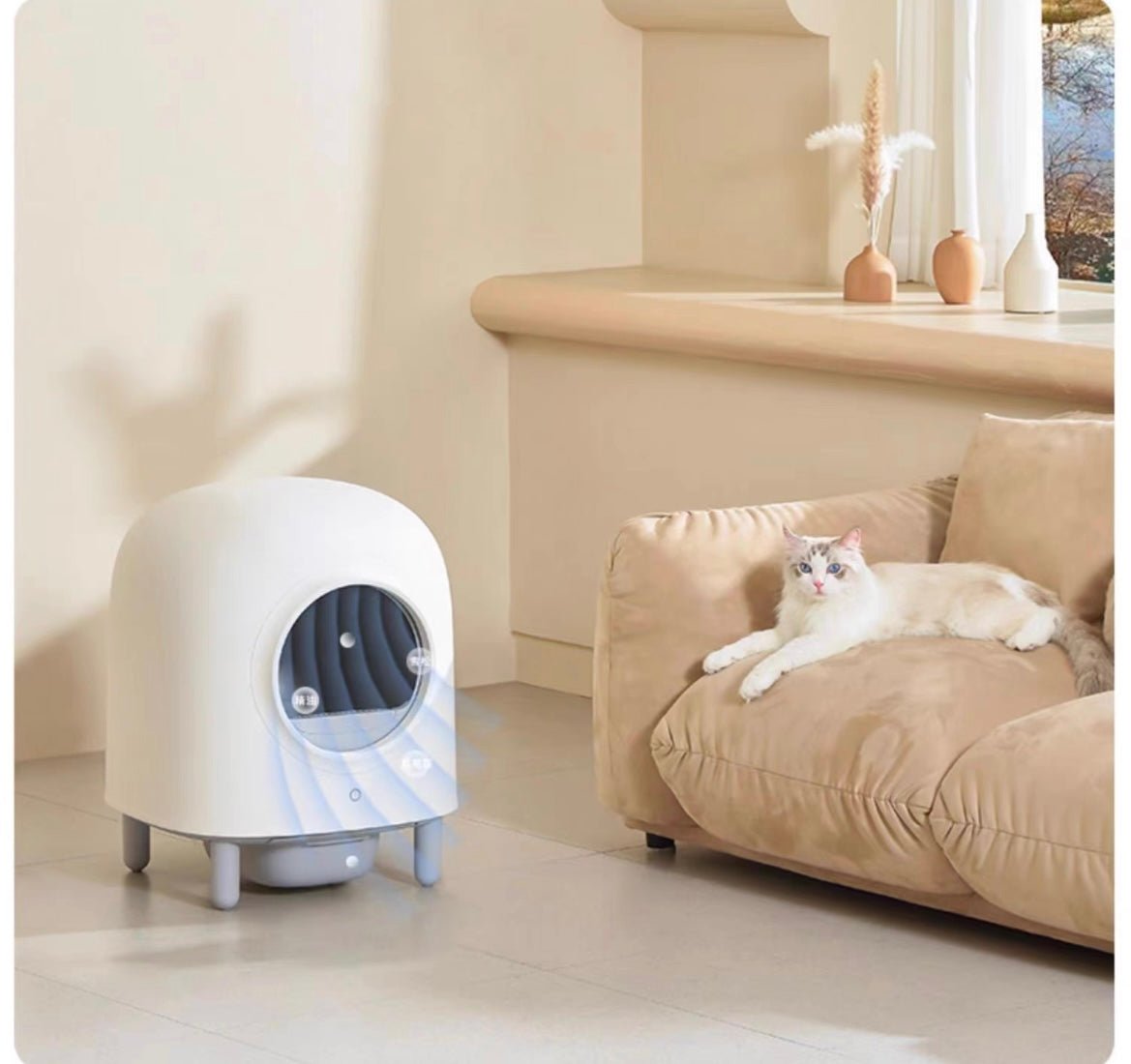 Automatic Cat Litter Box | 20.3 x 20.3 x 25.2 in | Enclosed App-Controlled Odor-Free | XL Comfort | Pawberry Road