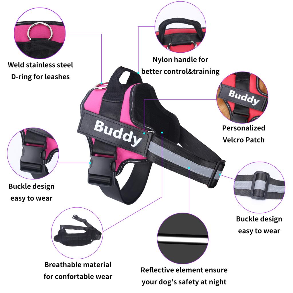 Dog Custom No Pull Harness | Reflective | XS to XXL | Adjustable Fit | Comfortable & Secure | Pawberry Road