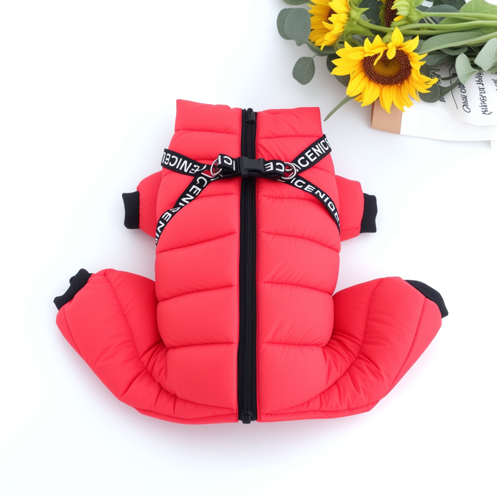 Dog Puffer Jumpsuit | Small to Large | Waterproof | Winter Coat with Built-In Harness | Pawberry Road