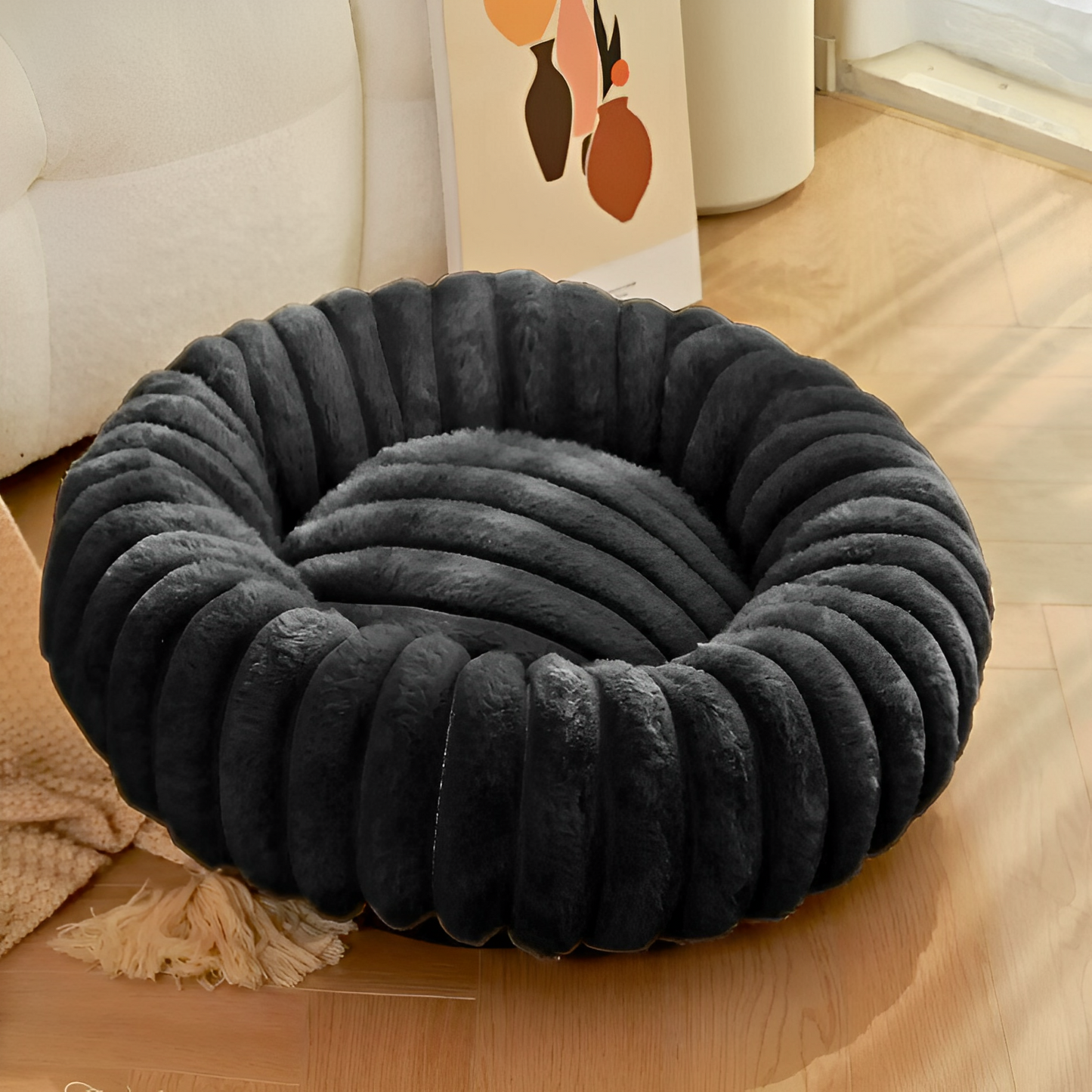 Plush Donut Dog Bed | 15.7 i n - 27.6 i n | Soft Velvet & Anti-Slip | Available in 4 Colors | Pawberry Road
