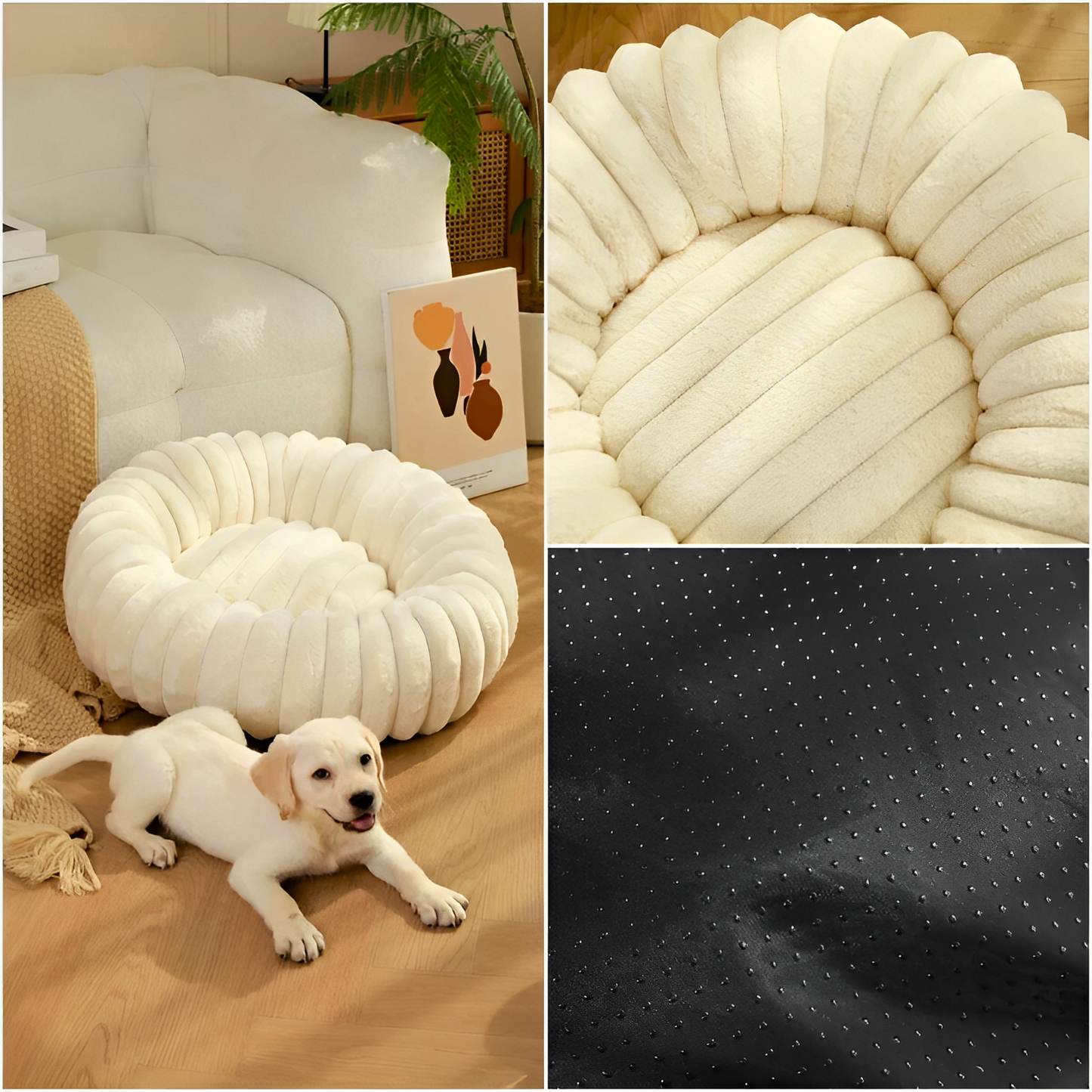Plush Donut Dog Bed | 15.7 i n - 27.6 i n | Soft Velvet & Anti-Slip | Available in 4 Colors | Pawberry Road