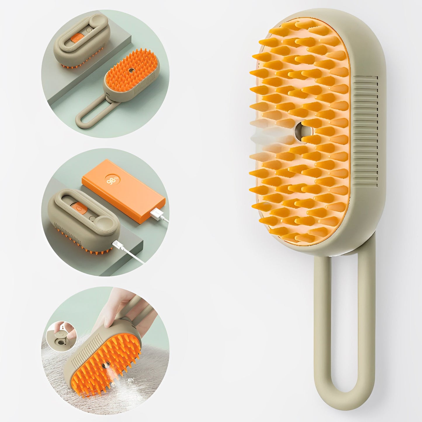 Dog 3-in-1 Steam Brush | 4.7 × 2.6 in | Groom, Deshed & Massage | Pawberry Road