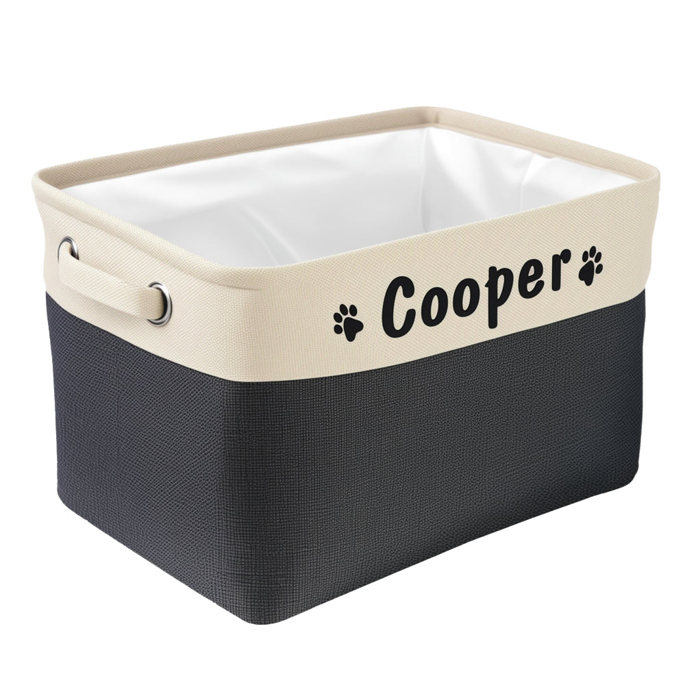 Pet Custom Toy Basket | 16.5 in × 10.6 in × 7.5 in | Foldable & Name-Personalized | Storage Organizer | Pawberry Road