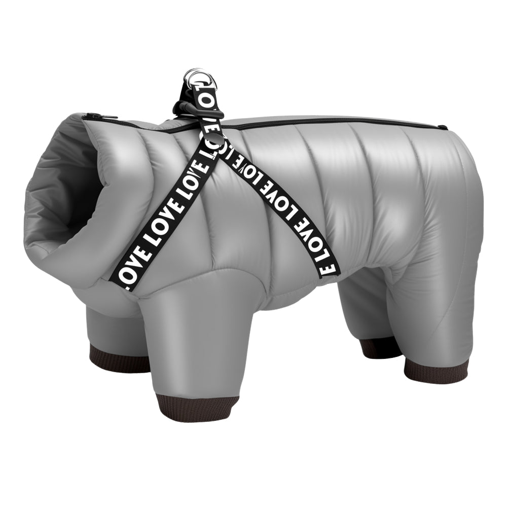 Dog Puffer Jumpsuit | Small to Large | Waterproof | Winter Coat with Built-In Harness | Pawberry Road