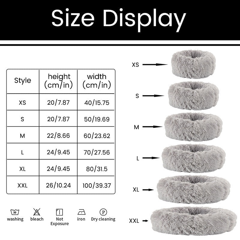 Pet  Plush Round Bed | 7.87 - 47.2 in | Comfortable Dog & Cat Lounger | Pawberry Road