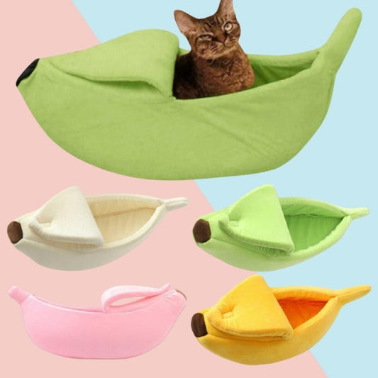 Banana Cat Bed | 15.7 - 34.6 in | Plush Hideaway | Cozy Comfort | Peelable Design | Pawberry Road