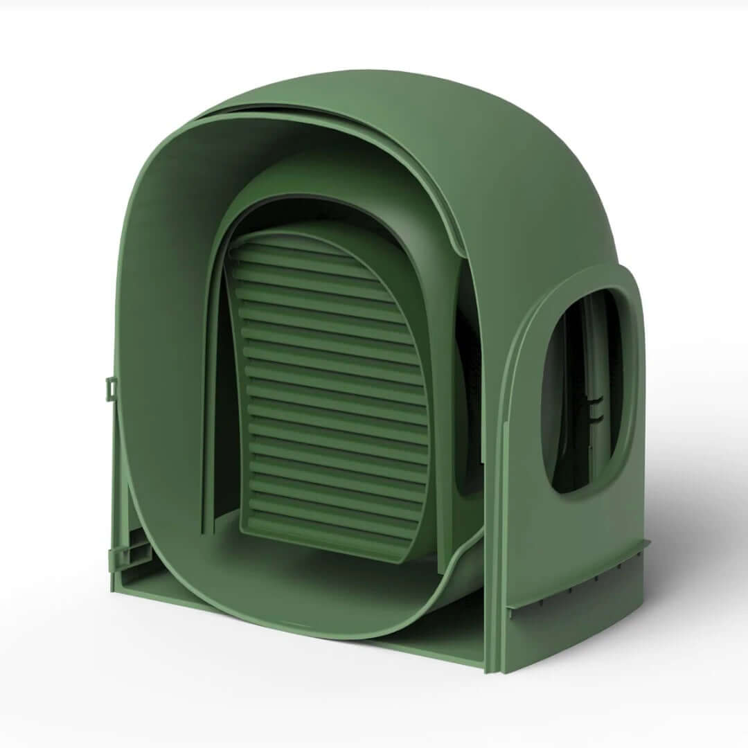 Cat Litter Box with Movable Tray | 26.8 x 19.3 x 19.3 in | Enclosed Modern Design | Moss Green | Odor Control | Pawberry Road