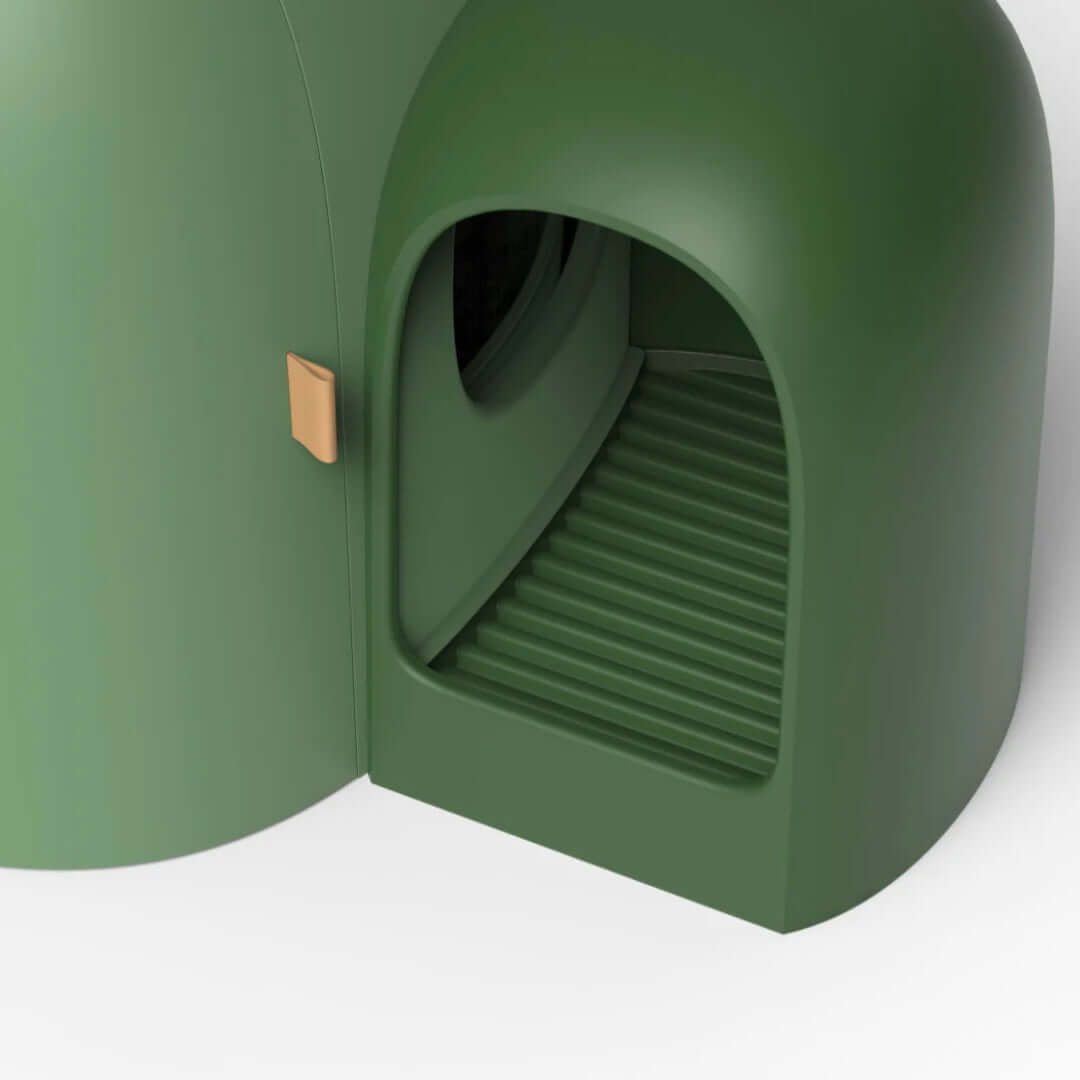 Cat Litter Box with Movable Tray | 26.8 x 19.3 x 19.3 in | Enclosed Modern Design | Moss Green | Odor Control | Pawberry Road