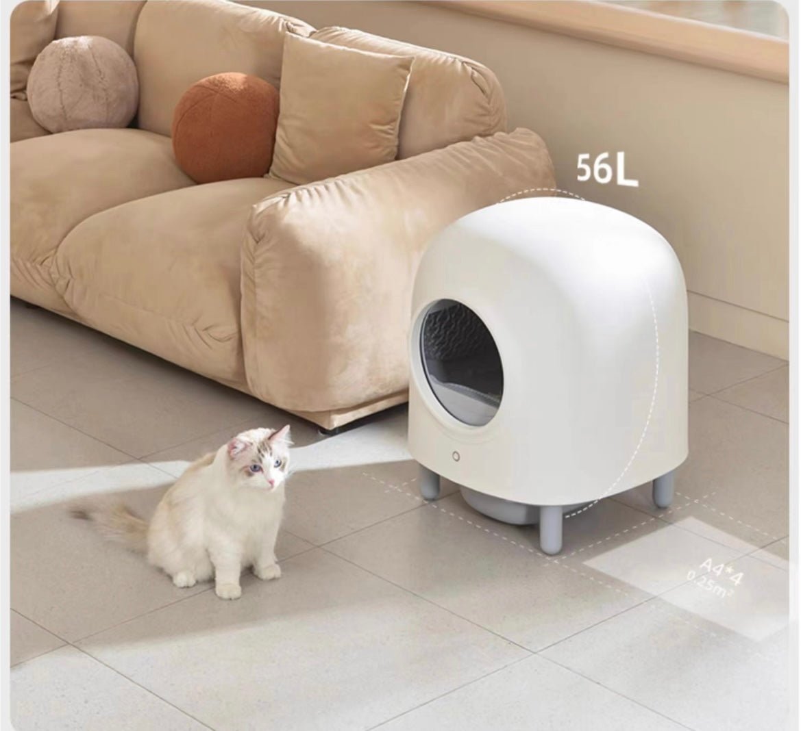 Automatic Cat Litter Box |  20.3 x 20.3 x 25.2 in | Enclosed App-Controlled Odor-Free | XL Comfort | Pawberry Road